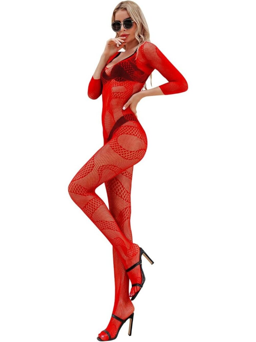 Women's Body Stocking Red Classic Jumpsuit Stockings Lingerie Comfort Soft